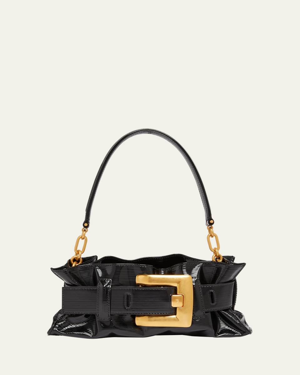 Anthem Mini Shoulder Bag in Striped Patent Leather